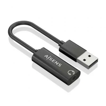 Aisens A106-0770 Conversor USB-A a Jack 3.5 mm Hembra Negro